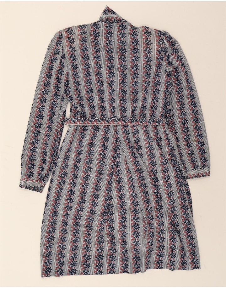 VINTAGE Womens Front Tie A-Line Dress UK 14 Medium Grey Striped Vintage Vintage and Second-Hand Vintage from Messina Hembry 