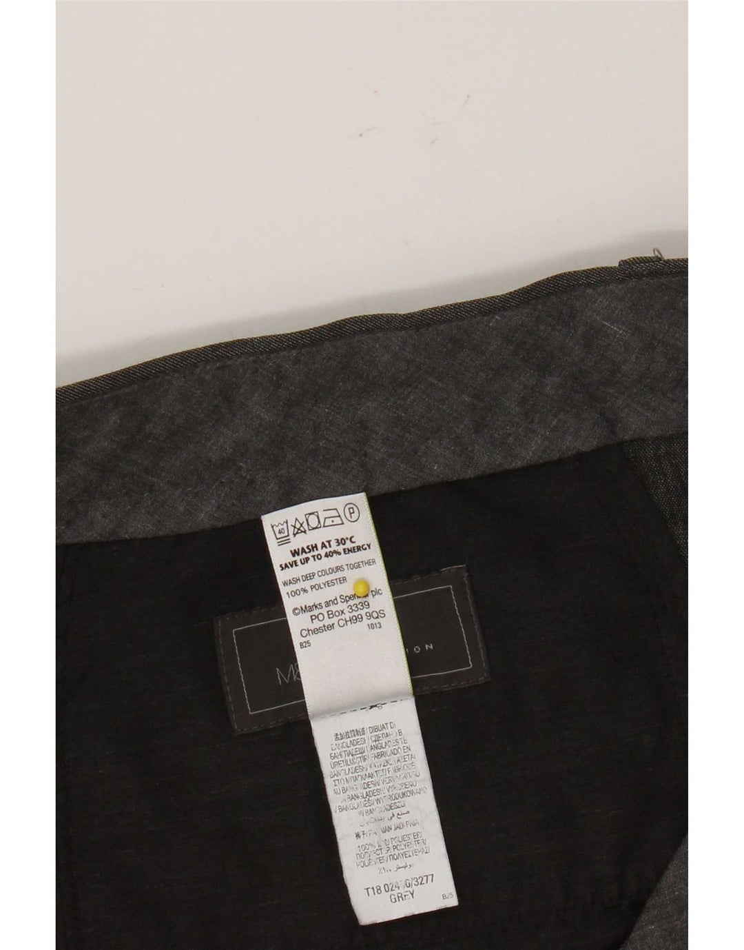 Męskie spodnie garniturowe Marks & Spencer o regularnym kroju W36 L31 Szary poliester