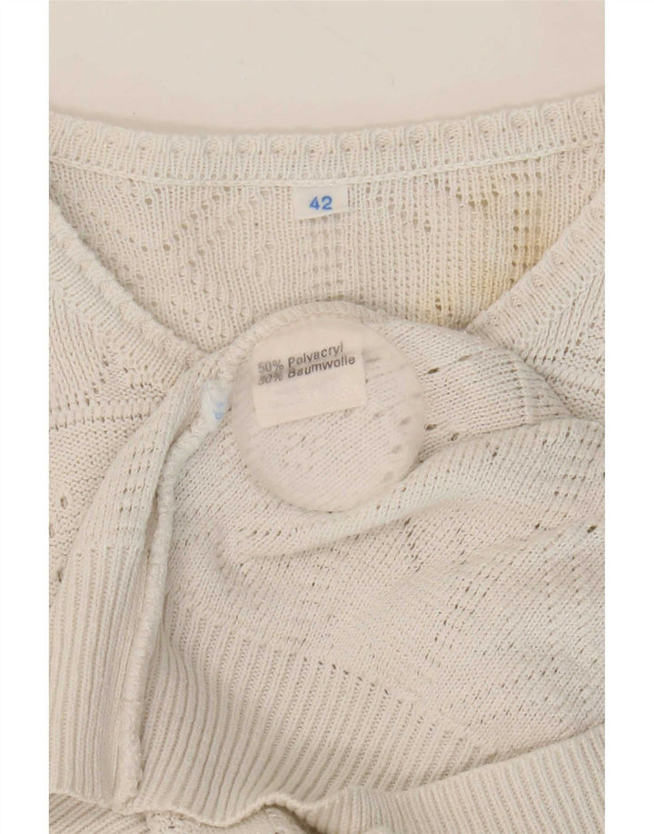Vintage damski sweter zapinany na guziki IT 42 średni biały akryl