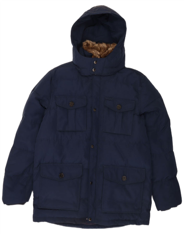 Męska ocieplana kurtka z kapturem Tommy Hilfiger UK 44 2XL Granatowy poliester