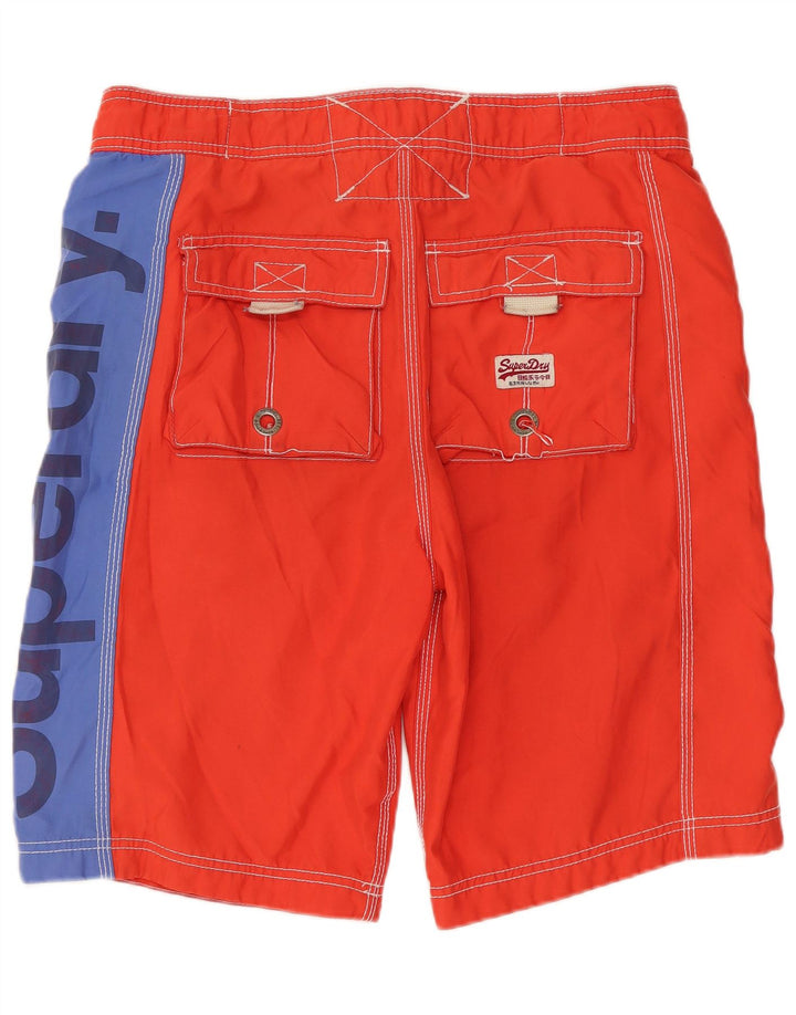 Męskie spodenki kąpielowe SUPERDRY z grafiką, małe, czerwone, z poliestru w blokach kolorów