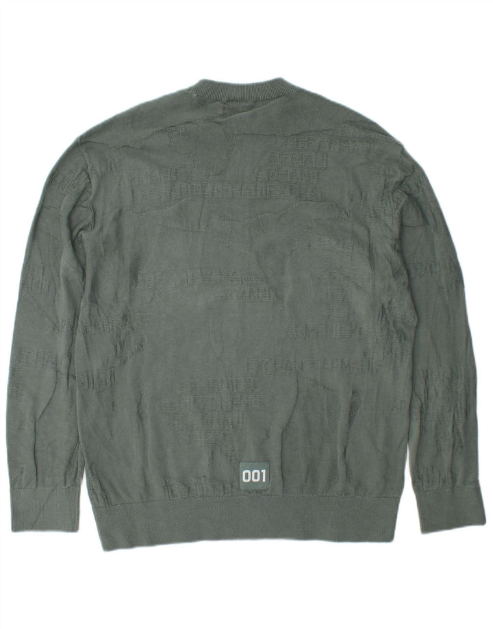 Męski sweter z okrągłym dekoltem Armani Exchange, mały, zielony, bawełniany