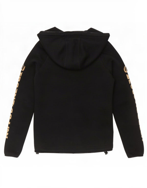Superdry Womens Graphic Slim Fit Zip Hoodie Sweater UK 8 Small Black