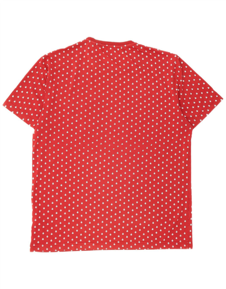 T-shirt męski z motywem pingwina, XL, bawełniany w czerwone cętki
