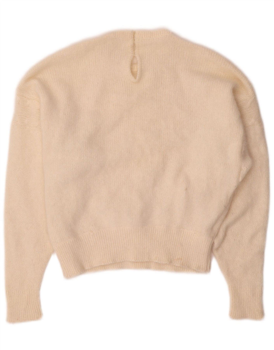 Sweter damski VINTAGE z okrągłym dekoltem UK 14, średni złamanej bieli