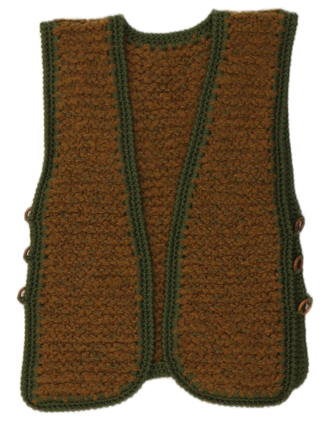 Vintage damski sweter rozpinany bez rękawów UK 10 Small Brown