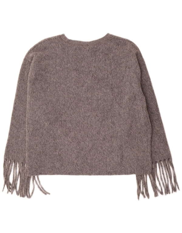 Zara Womens Oversized Boat Neck Jumper Sweater UK 16 Large Grey Polyester