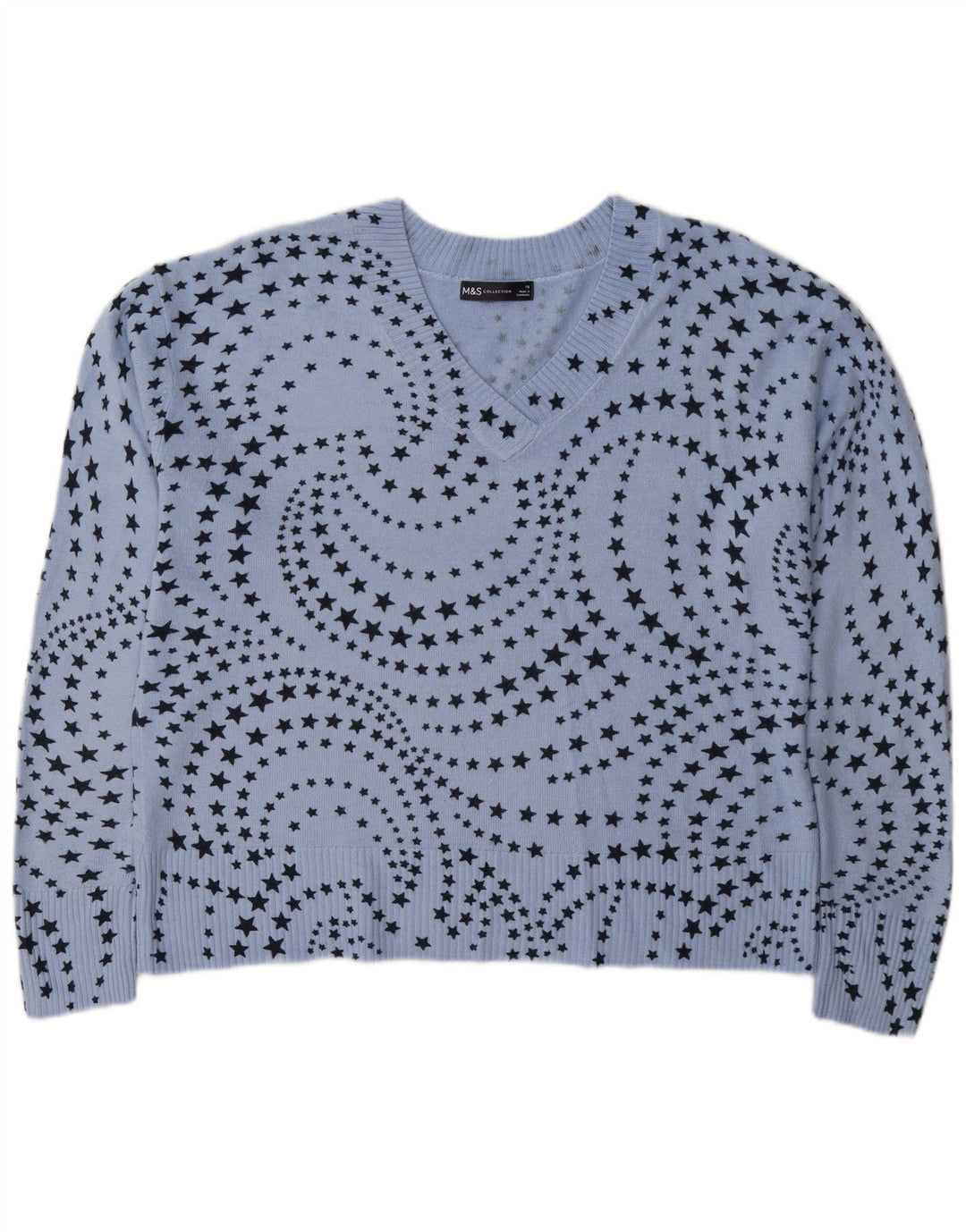 Marks & Spencer Damski sweter z dekoltem w kształcie litery V, UK 16, duży niebieski