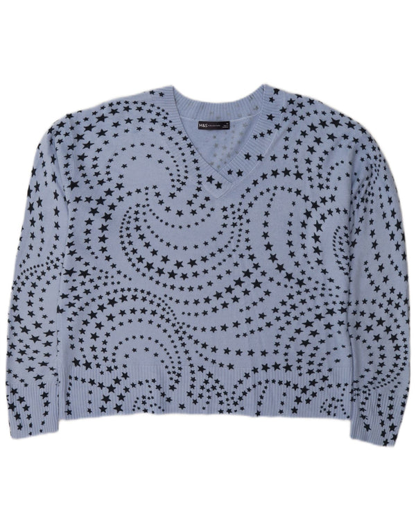 Marks & Spencer Damski sweter z dekoltem w kształcie litery V, UK 16, duży niebieski