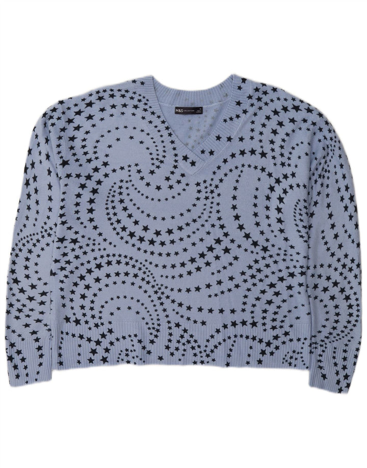 Marks & Spencer Damski sweter z dekoltem w kształcie litery V, UK 16, duży niebieski