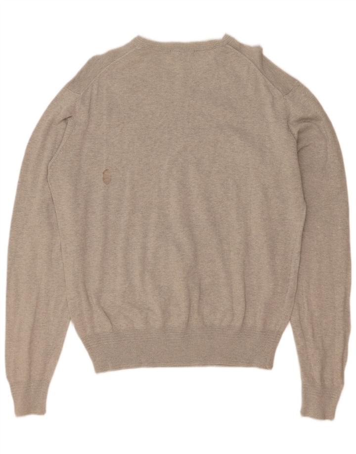 Męski sweter Lyle & Scott Heritage z dekoltem w kształcie litery V, duży, szary, bawełniany
