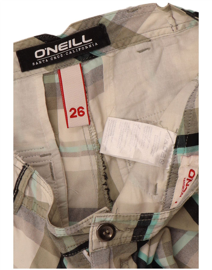 Damskie spodenki chino O'NEILL W26 w małą szarą kratę, bawełniane