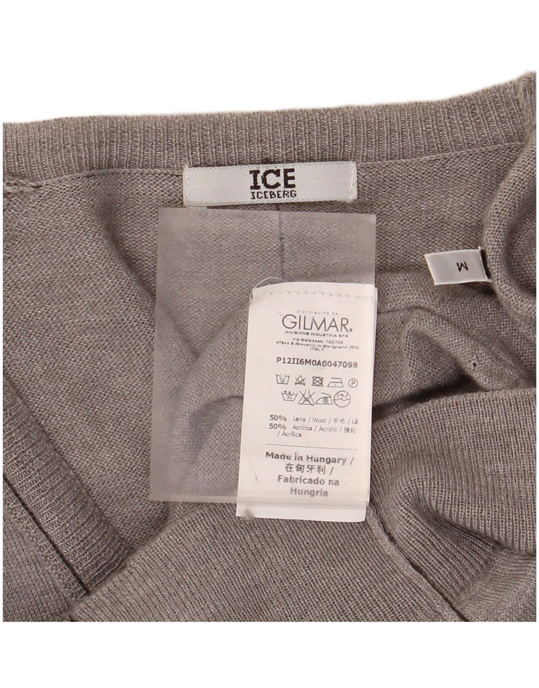 Damski sweter o przedłużonym fasonie ICEBERG UK 14 Średnioszary wełniany