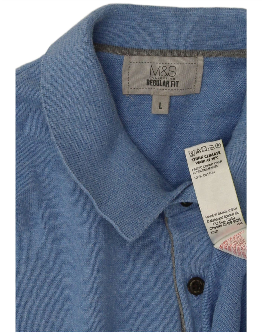 Marks & Spencer Męski sweter polo z krótkim rękawem, duży, niebieski