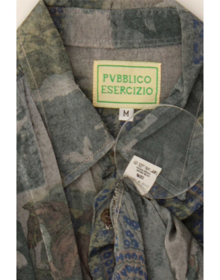 Koszula męska w stylu vintage w abstrakcyjny wzór, średni wielobarwny sztuczny jedwab