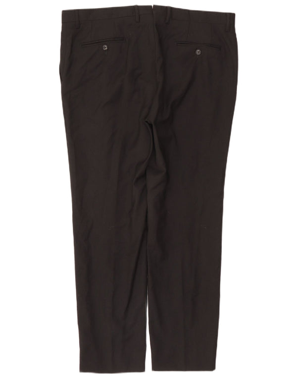 Męskie proste spodnie garniturowe Trussardi IT 56 3XL W46 L31 Czarny poliester