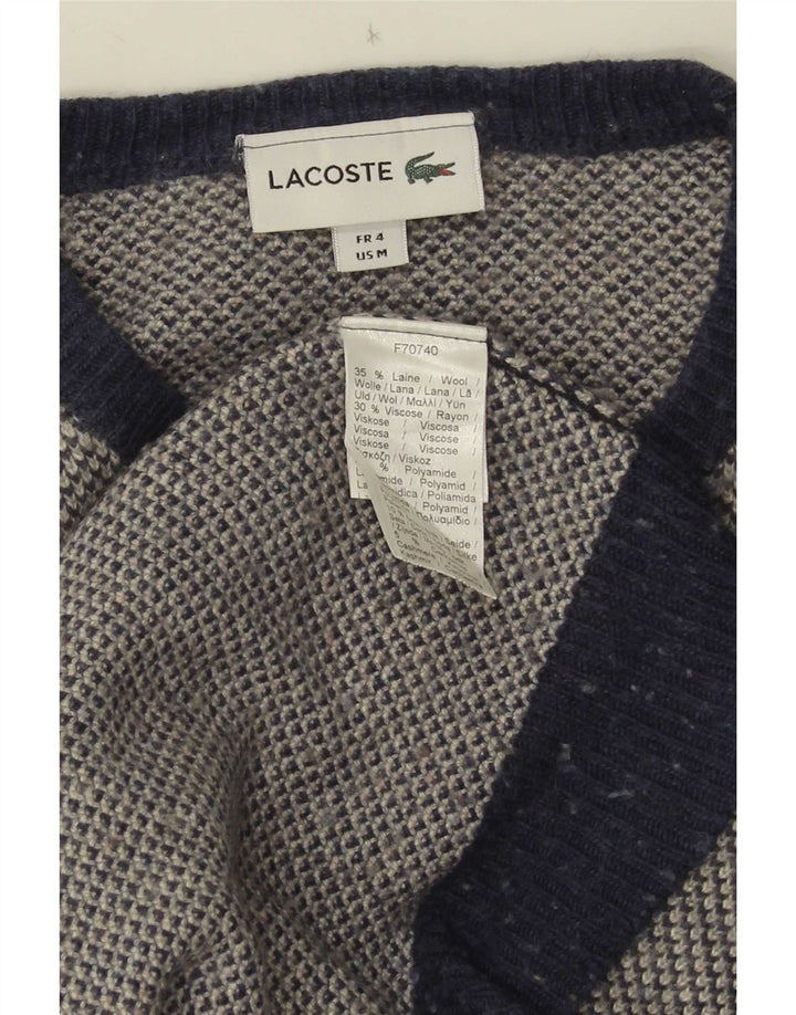 Lacoste Męski sweter z okrągłym dekoltem, rozmiar 4, średni granatowy, wełniany cętki