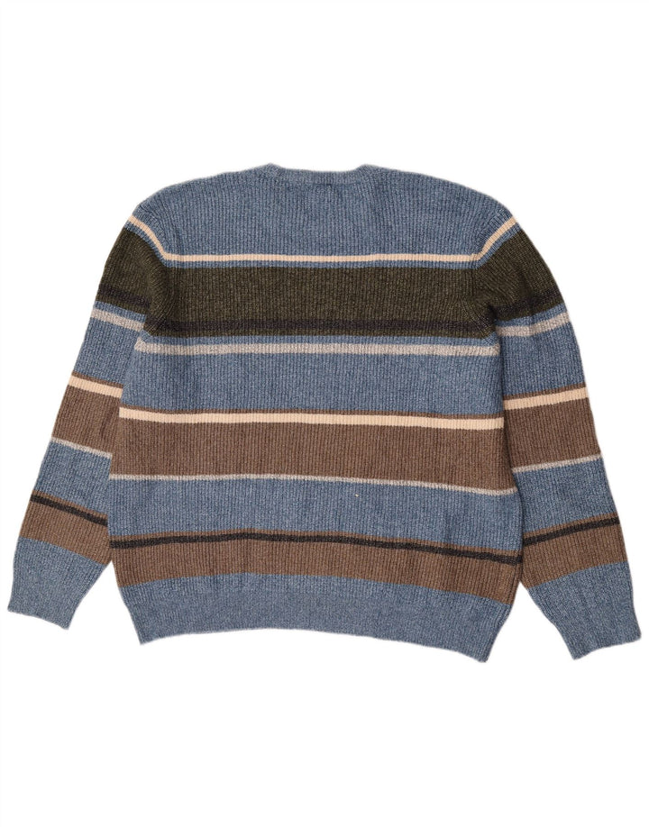 Marks & Spencer Męski sweter z okrągłym dekoltem 2XL Niebieskie paski, poliamid