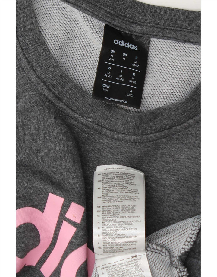 Damska bluza Adidas Graphic Jumper UK 12/14 Średnia szara bawełna