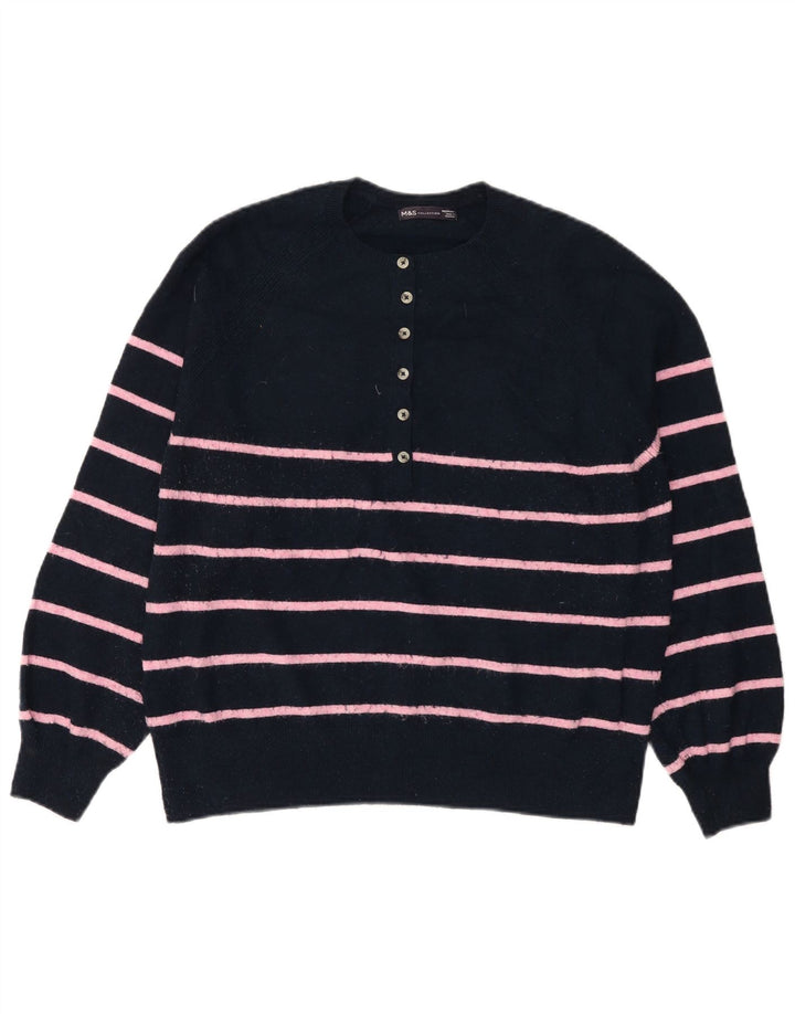 MARKS & SPENCER Damski sweter zapinany na guziki UK 14 Średni granatowy