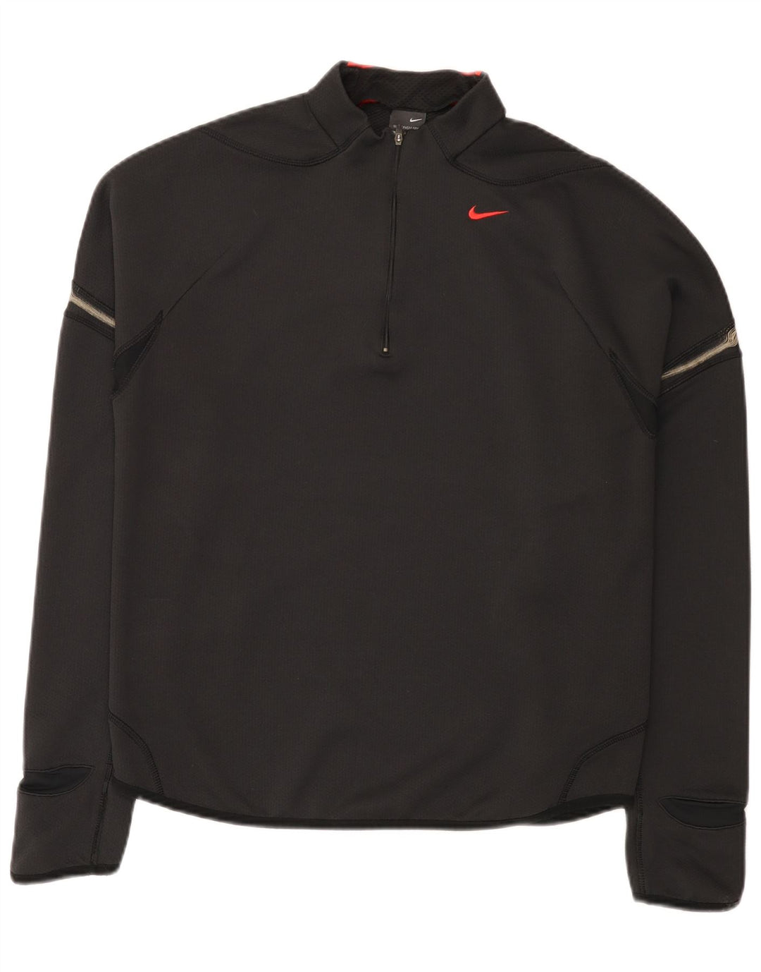 Męska koszulka z długim rękawem i zamkiem błyskawicznym Nike, UK 42/44, duży czarny poliester