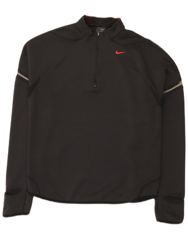Męska koszulka z długim rękawem i zamkiem błyskawicznym Nike, UK 42/44, duży czarny poliester
