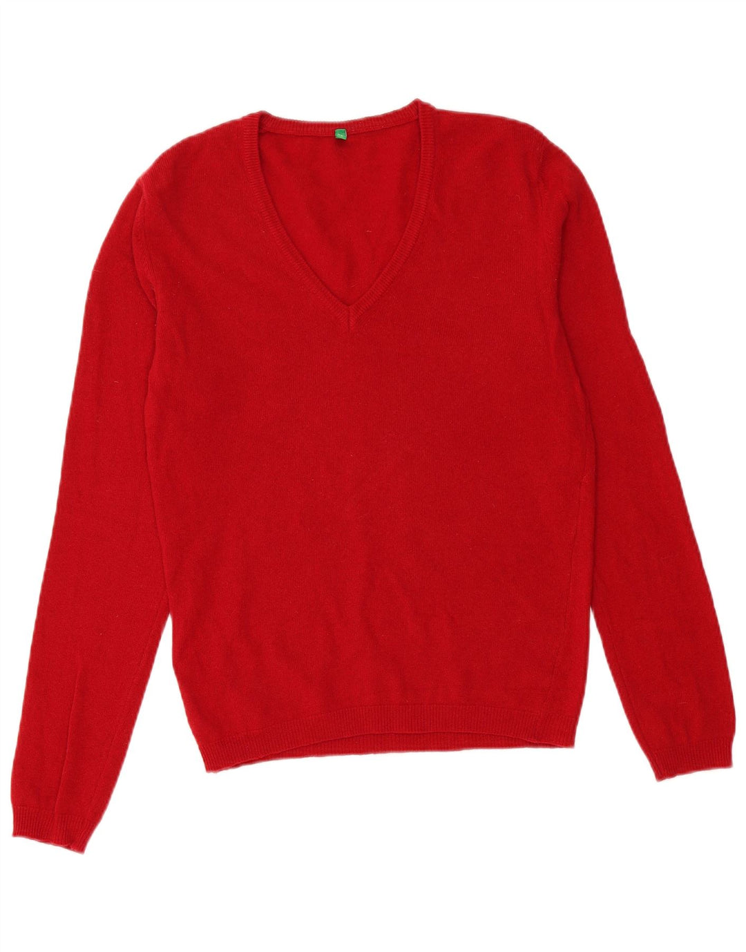 BENETTON Womens V-Neck Jumper Sweater UK 10 Small Red