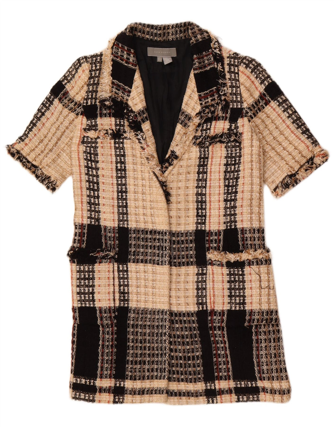 Damska marynarka z krótkim rękawem i długim rękawem Zara UK 12 w średnią beżową kratkę