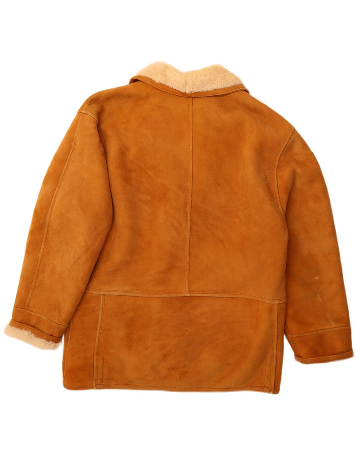 Vintage męska kurtka shearling IT 52 XL brązowa skóra