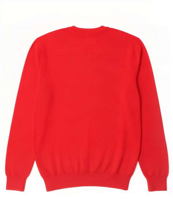 Jack Wills Męski sweter z dekoltem w kształcie litery V, duży, czerwony, bawełniany
