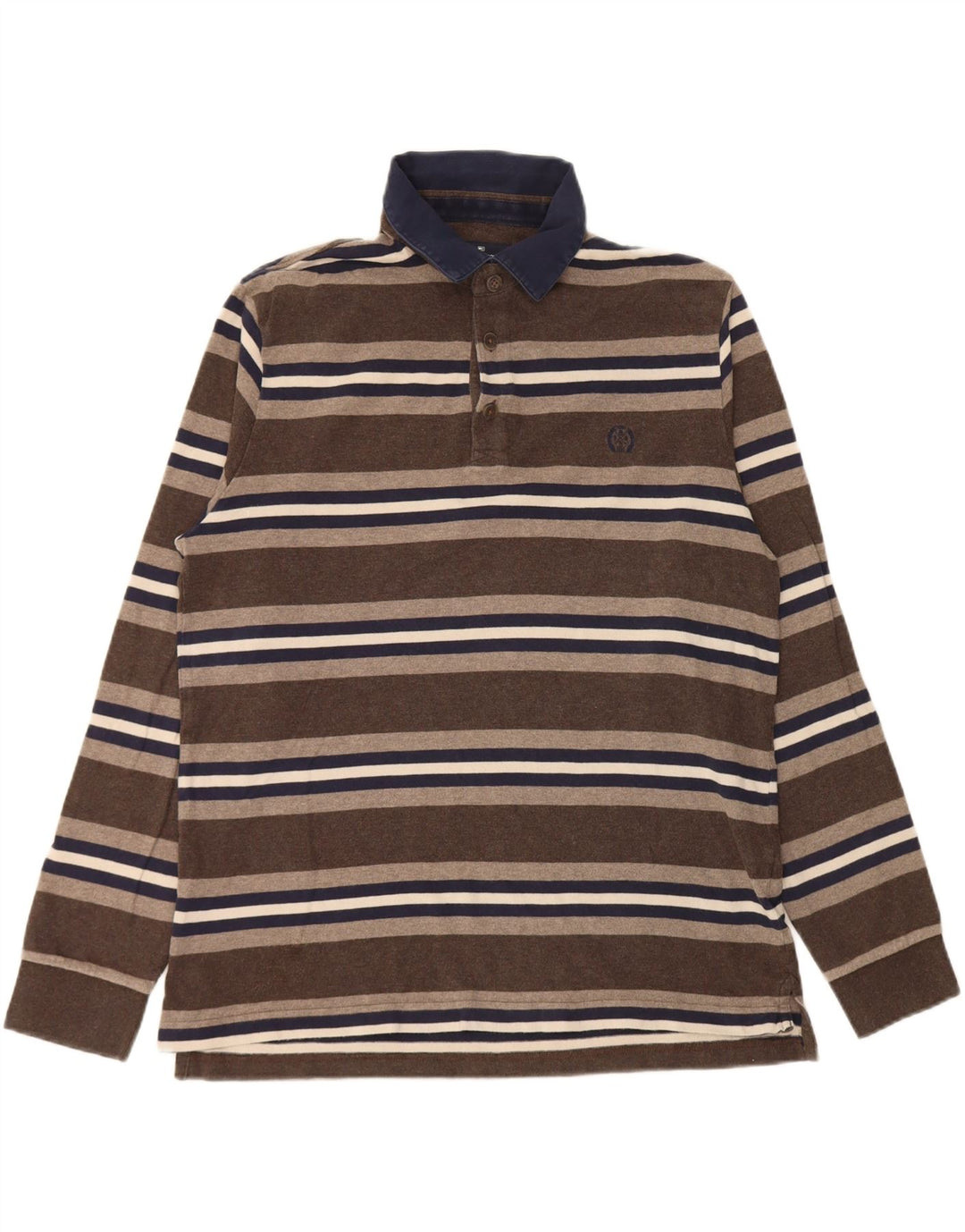 Męska koszulka polo do rugby Marks & Spencer w kolorze niebieskim Harbor z długim rękawem, średnio brązowa