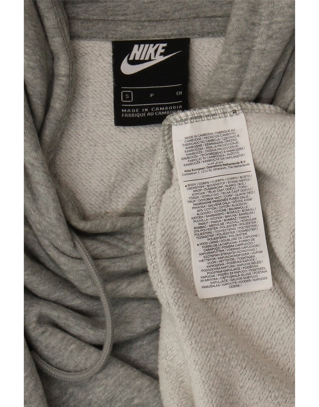 Męski sweter z kapturem Nike, mały, szary, z bawełny w cętki