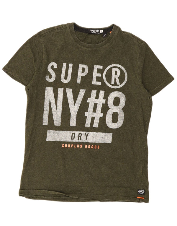 Męski T-shirt Superdry z grafiką, duży, bawełniany khaki