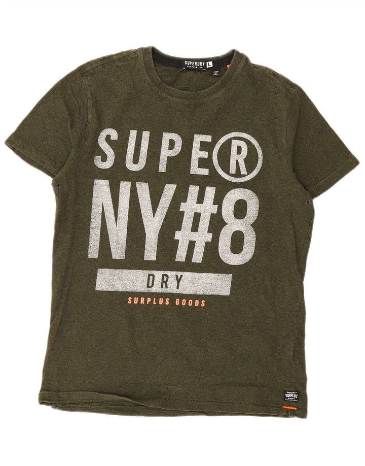 Męski T-shirt Superdry z grafiką, duży, bawełniany khaki