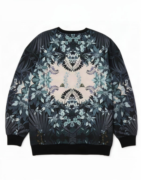 Damska bluza Adidas Graphic Jumper UK 14, duża, granatowa, w kwiaty