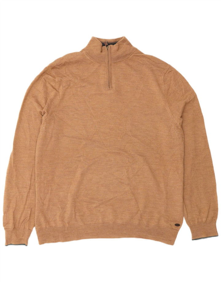Męski sweter zapinany na zamek White Stuff 2XL Brązowa wełna