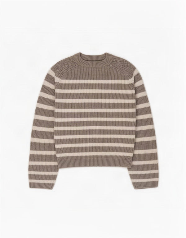 Marks & Spencer Womens Crew Neck Jumper Sweater UK 14 Medium Grey Striped