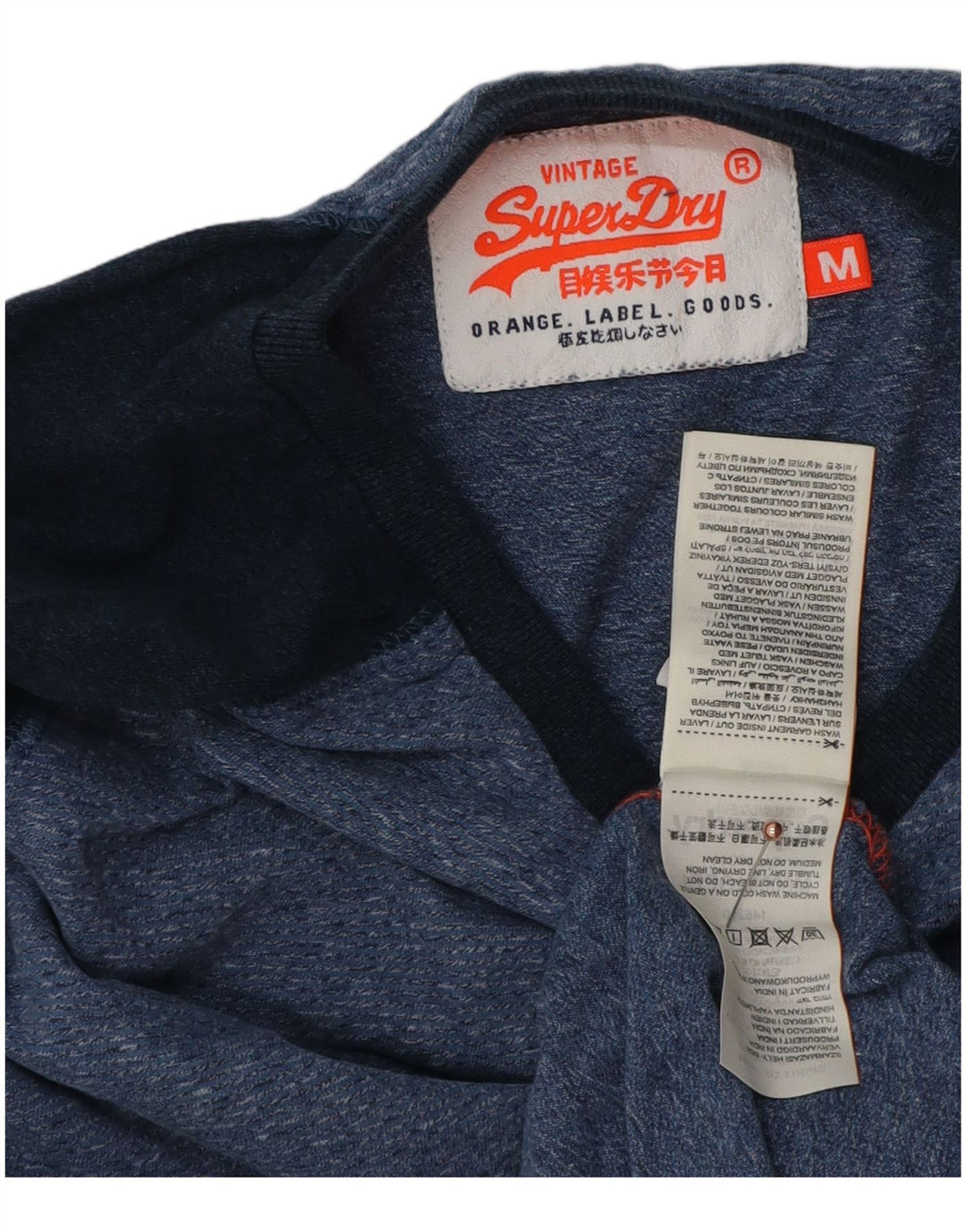 Superdry męski top z długim rękawem, bawełniany w kolorze średniego błękitu