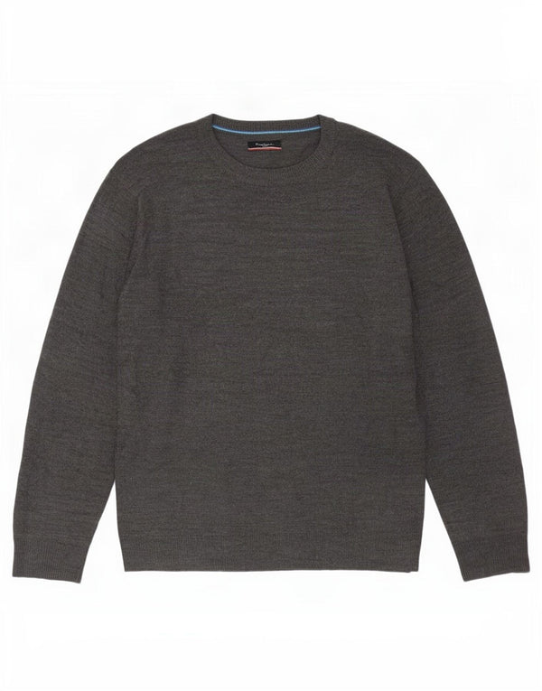 Męski sweter z okrągłym dekoltem Pierre Cardin, duży, szary, akrylowy