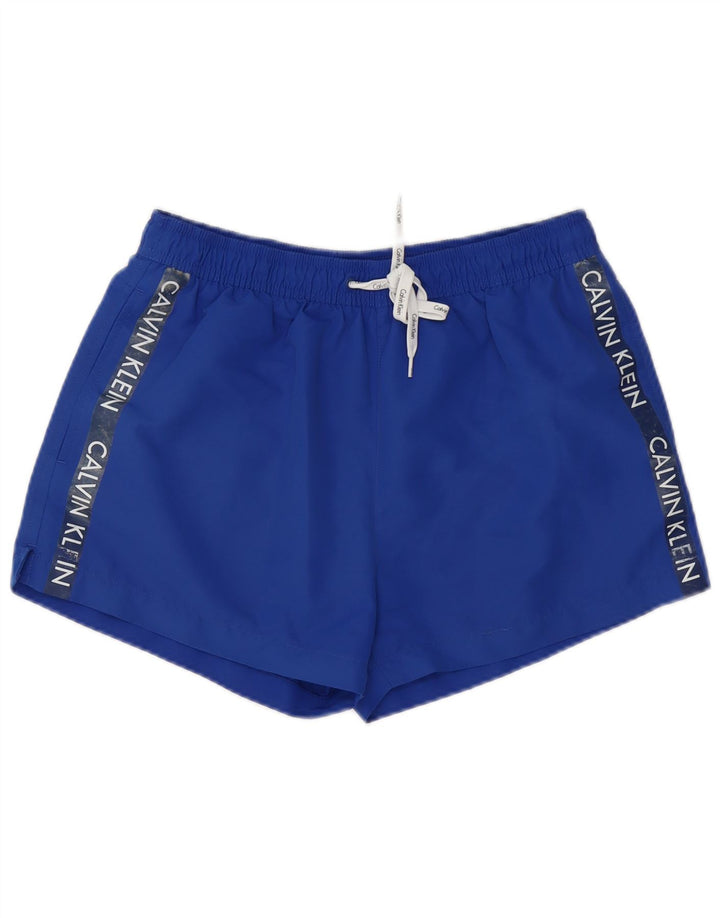 Męskie spodenki kąpielowe Calvin Klein z grafiką, średni niebieski, poliester