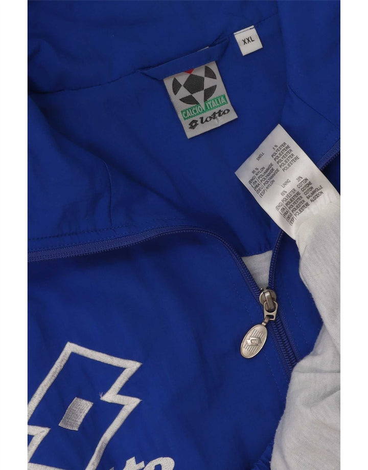 Męska kurtka dresowa Lotto z grafiką, 2XL, niebieski nylon z blokami kolorów