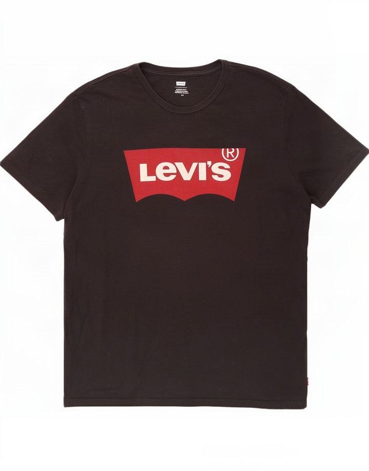 Męski T-shirt z grafiką Levi's, duży, czarny, bawełniany