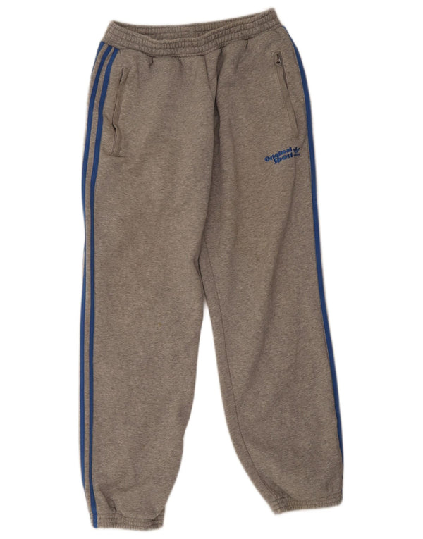 Męskie spodnie dresowe Adidas, małe, szare, nakrapiane, bawełniane