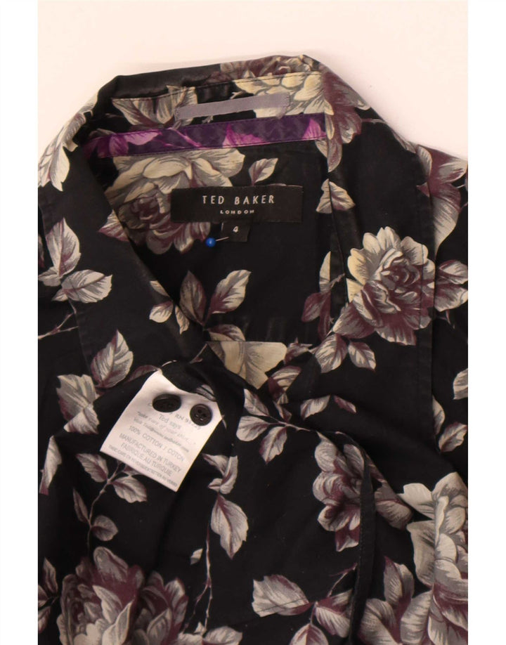 Koszula męska Ted Baker, rozmiar 4, duża, czarna, bawełniana w kwiaty