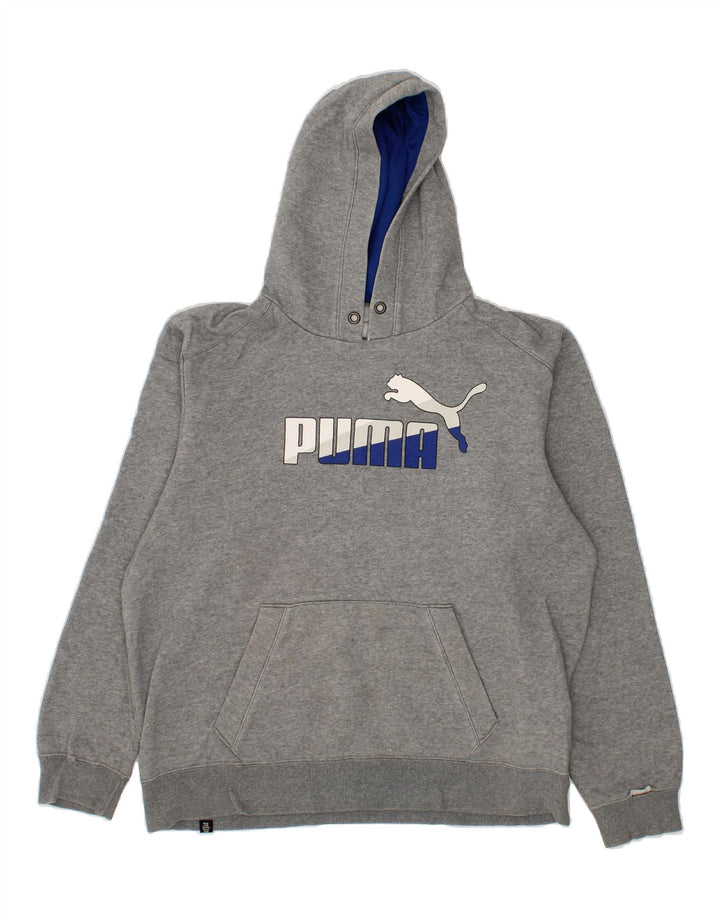 PUMA Mens Graphic Hoodie Jumper Large Grey Cotton Vintage Puma and Second-Hand Puma from Messina Hembry 