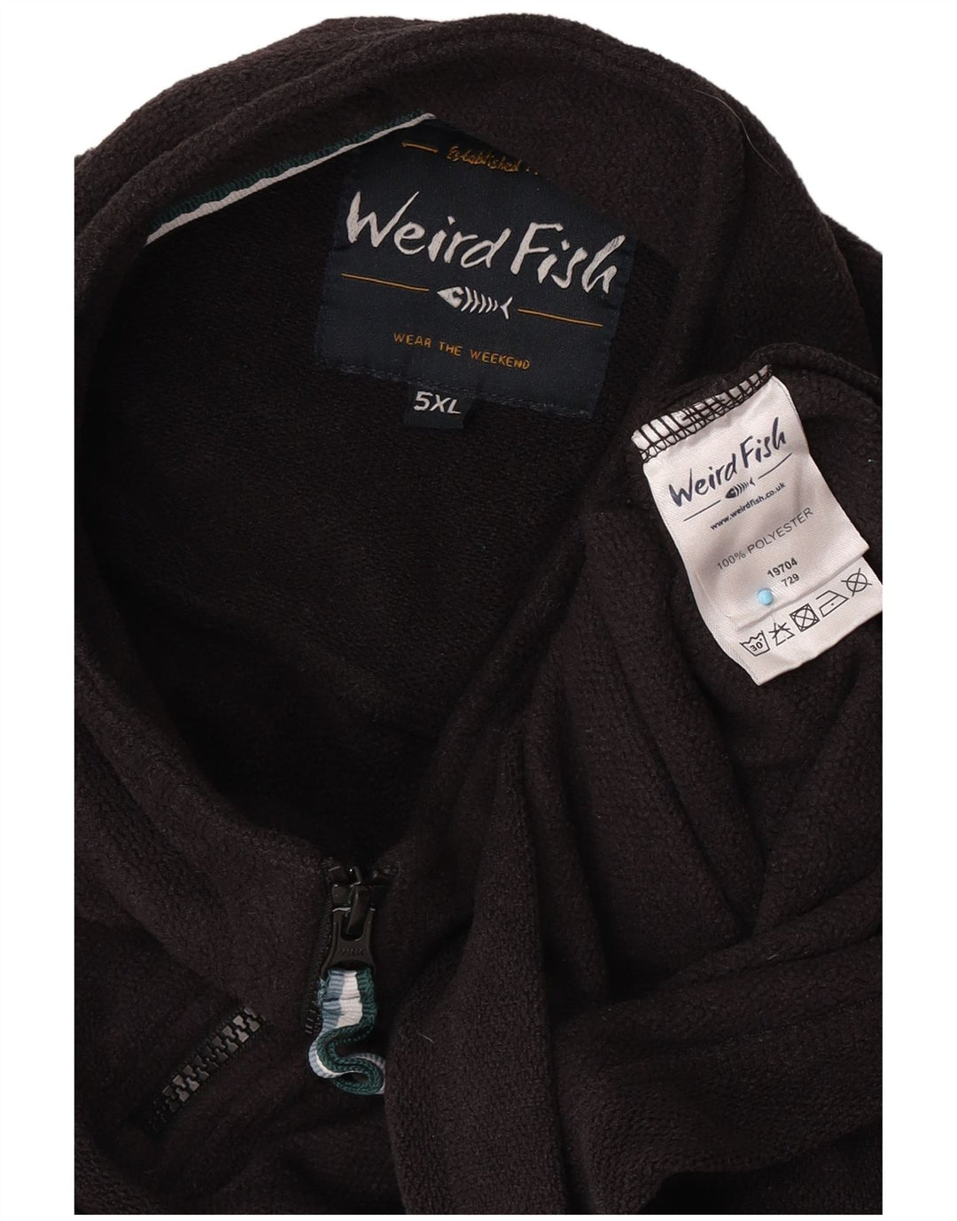 Męski sweter z zamkiem błyskawicznym Weird Fish, 5XL, czarny poliester