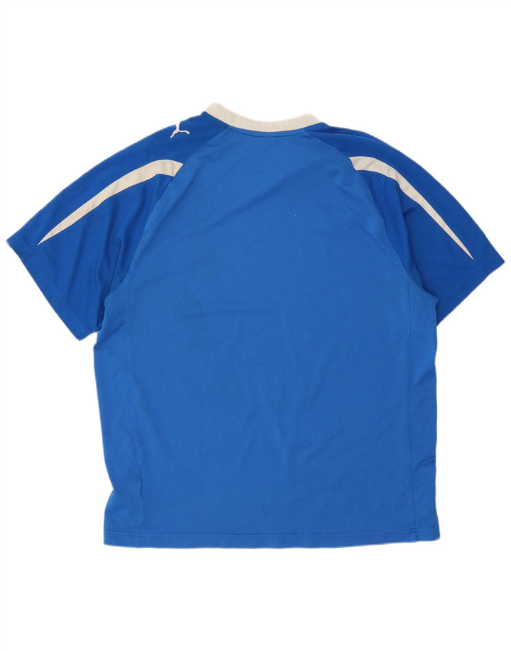 T-shirt męski Puma, duży, niebieski, poliester z blokami kolorów