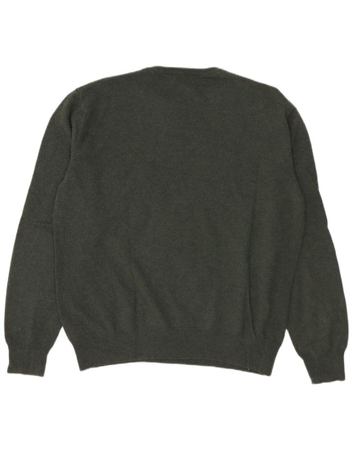 Męski sweter Kappa z okrągłym dekoltem, duży, zielony, z owczej wełny