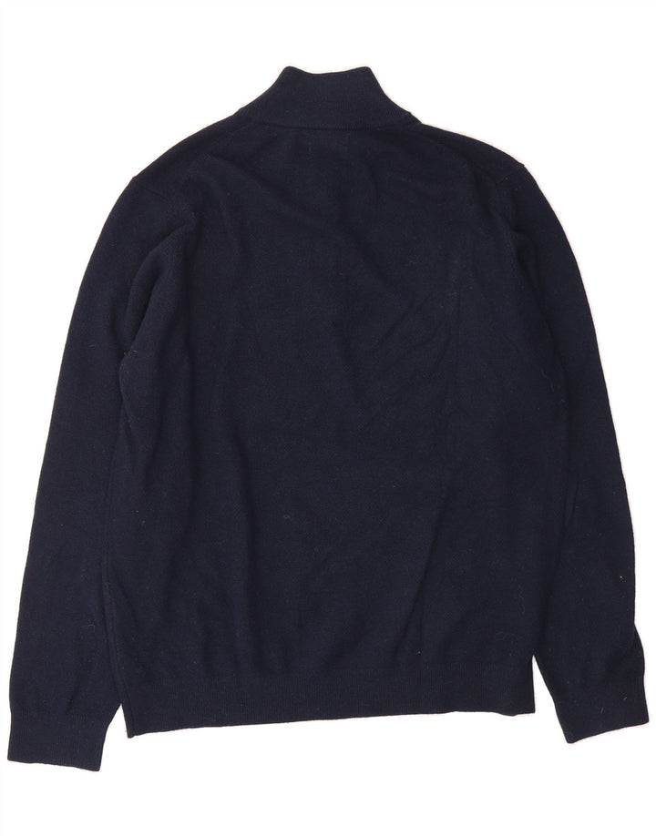 MASSIMO DUTTI Womens Button Neck Jumper Sweater UK 16 Large Navy Blue Wool Vintage Massimo Dutti and Second-Hand Massimo Dutti from Messina Hembry 