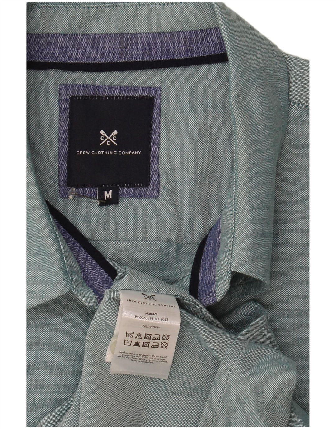 Crew Clothing Męska koszula z krótkim rękawem, średnioniebieska, bawełniana